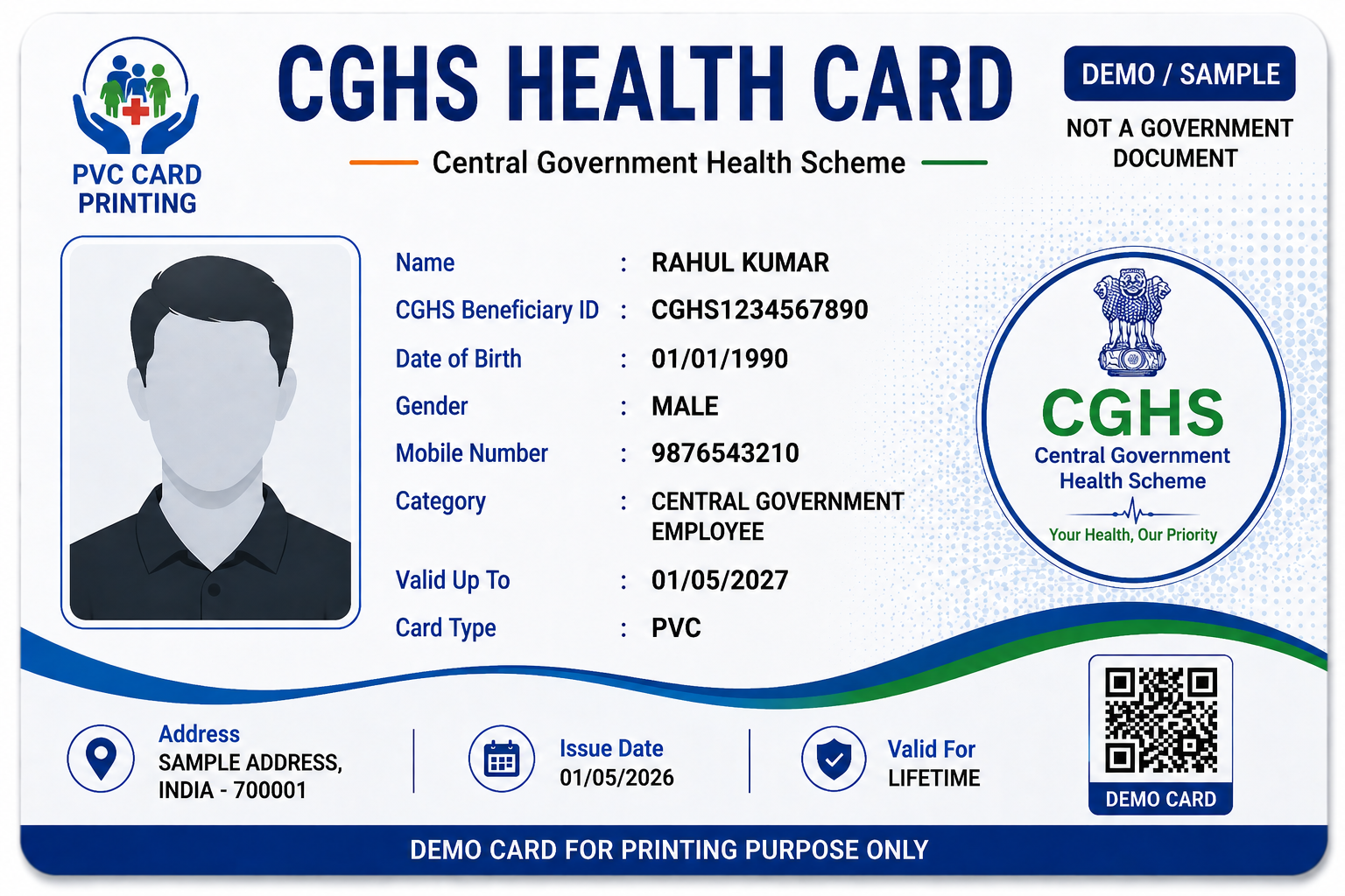 CGHS Health Card PVC